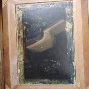 Antik Ölgemälde Ölbild Tulpen Schellackrahmen Gemälde Bild 9