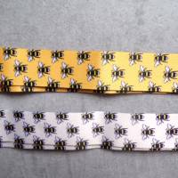 Bienen Schlüsselband Satin gelb oder creme  mit Karabiner Bild 2