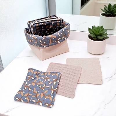 6 Abschminkpads mit Aufbewahrungbox, Kosmetikpads 6-er Pack, waschbar