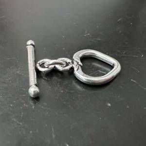 2 x versilberter Kupfer Ring-Stab-Verschluss in Herz-Form, geschwärzt - E8 Bild 5