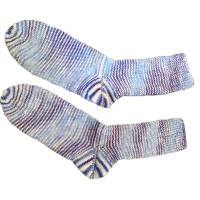 handgestrickte Socken, Größe 36/37, 4-fach Sockenwolle, Blau, selbstgefärbt Bild 2