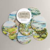 XL Sticker Flakes SET *Summer Vibes* • Runde Aquarell Sommer Aufkleber für Planer und Journaling Bild 2