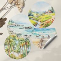 XL Sticker Flakes SET *Summer Vibes* • Runde Aquarell Sommer Aufkleber für Planer und Journaling Bild 3