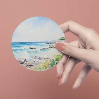 XL Sticker Flakes SET *Summer Vibes* • Runde Aquarell Sommer Aufkleber für Planer und Journaling Bild 8