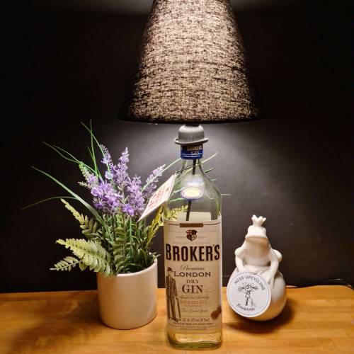 BROKERS GIN - Flaschenlampe  1,0 L , Bottle Lamp - Handmade UNIKAT Upcycling