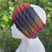 Gestricktes Stirnband in schönen Herbstfarben mit  kleinem Zopfmuster KU 54 bis 56 cm ➜ Bild 3