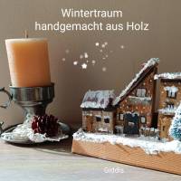 Deko-Holz-Winterhäuser, handbemalt Bild 3