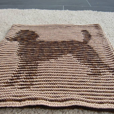 DIY Strickanleitung Kissenbezug mit Pudel und Pfotenspur (Illusionsstricken / Schattenstricken)