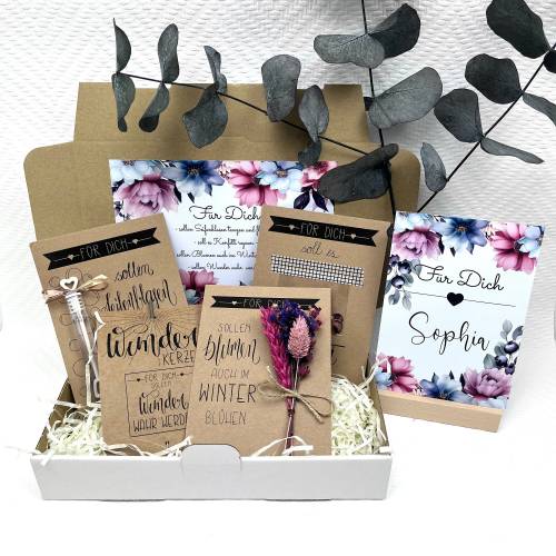 Personalisiertes Geschenk mit Trockenblumen für Frauen, Geburtstagsgeschenk für Schwester und Freundin