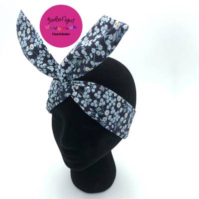 Haarband mit Draht - Gänseblümchen-Blau Design
