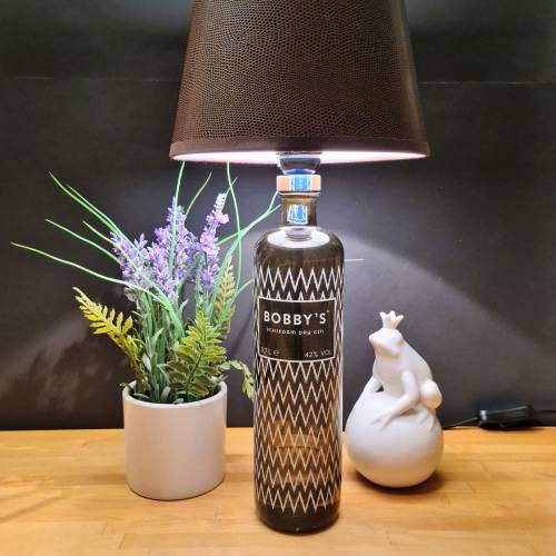 Bobby’s Dry Gin Flaschenlampe, Bottle Lamp - Handmade UNIKAT Upcycling