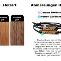 Holzarmband mit Berggravur | Edelholz | Rindslederband Bild 2