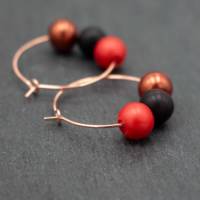 Creolen, Ohrringe mit bunten Perlen, rot, schwarz, braun Bild 2