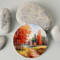 XL Sticker Flakes SET *Herbstlandschaft* • Runde Aquarell Herbst Aufkleber für Planer und Journaling Bild 6