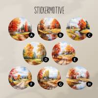 XL Sticker Flakes SET *Herbstlandschaft* • Runde Aquarell Herbst Aufkleber für Planer und Journaling Bild 9