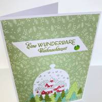 Aufwenige Weihnachtskarte mit Winterdorf und Tannenwald Handarbeit Unikat Grußkarte Stampin'Up! Bild 2