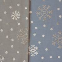 ♕ Sweat mit Schneesternen grau und blau Schneeflocken 50 cm x 150 cm Snow Glitter ♕ Bild 1