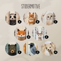 XL Sticker Flakes SET *Neugierige Waldtiere* • Runde Aquarell Tier Aufkleber für Kinder, Planer und Journaling Bild 9