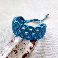 Makramee Armband keltischer Knoten in aquablau Bild 1