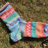 Bunte Socken Gr. 39-40 - gestrickte Socken in nordischen Fair Isle Mustern Bild 2