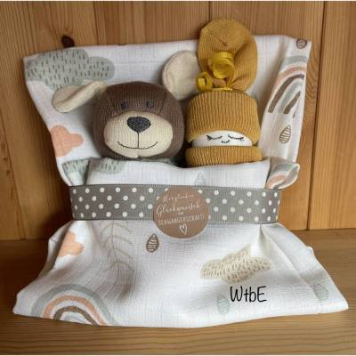 Herzlichen Glückwunsch zur Schwangerschaft, Geschenk für werdende Eltern und Schwangere, Hund, Bär