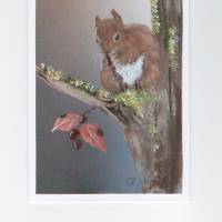 Grußkarte, Naturmalerei-     Eichhörnchen-   handgemalt Bild 1