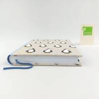 Notizbuch, Pinguine, DIN A5, 150 Blatt, blau natur, handgefertigt Bild 2