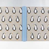 Notizbuch, Pinguine, DIN A5, 150 Blatt, blau natur, handgefertigt Bild 4