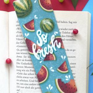 Lesezeichen mit Melonen, laminiertes Lesezeichen aus Papier, handgemachtes Lesezeichen mit sommerlichen Wassermelonen, m Bild 6