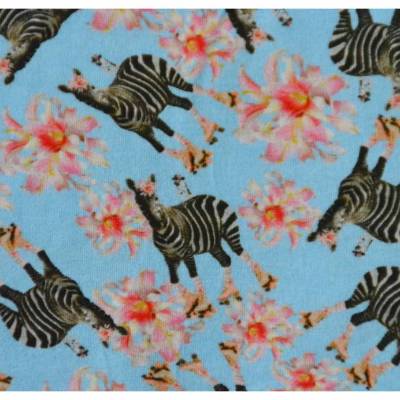 ♕ Jersey mit Zebras mit Rollschuhen und Blüten Digitaldruck Stenzo 50 x 150 cm ♕