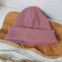 Beanie Damen rose - Mütze Kinder rosa - Wintermütze Rip Jersey alle Größen Bild 4