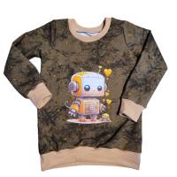 Sweatshirt gr. 104 aus Sommersweat mit Roboter als Bügelbild handmade Bild 1