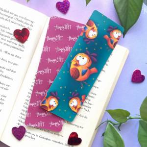Vogel Lesezeichen Sternennacht, laminiertes Lesezeichen aus Papier, handgemachtes Lesezeichen mit fröhlichem Vogel, matt Bild 6
