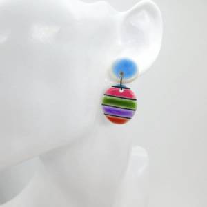 Polymer Clay Ohrringe, bunte Ohrringe, kleine Ohrringe für sie, minimalistische Ohrringe, geometrische Ohrringe Bild 3
