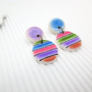 Polymer Clay Ohrringe, bunte Ohrringe, kleine Ohrringe für sie, minimalistische Ohrringe, geometrische Ohrringe Bild 7