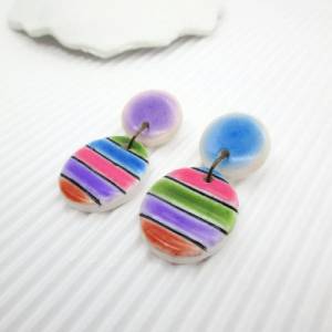 Polymer Clay Ohrringe, bunte Ohrringe, kleine Ohrringe für sie, minimalistische Ohrringe, geometrische Ohrringe Bild 8
