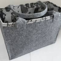 Umhängetasche / Shopper / Einkaufstasche, Tasche aus Rips-Nadelfilz mit Innenfutter, Stickmotiv mit Pusteblume Bild 3