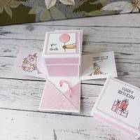 süße Explosionsbox zum Geburtstag, rosa pink, 8,5 x 8,5 cm Bild 2