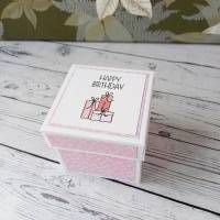 süße Explosionsbox zum Geburtstag, rosa pink, 8,5 x 8,5 cm Bild 3