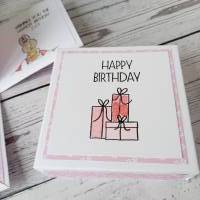 süße Explosionsbox zum Geburtstag, rosa pink, 8,5 x 8,5 cm Bild 4