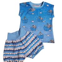 Set aus kurzarm Shirt und kurzer Hose gr.86 mit Elefanten handmade Bild 1