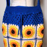 Sunflower-Bag, Granny-Square-Tasche mit Baumwollgarn gehäkelt, trendige Tasche Bild 1