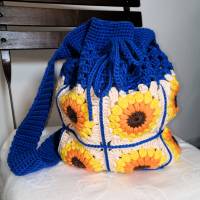 Sunflower-Bag, Granny-Square-Tasche mit Baumwollgarn gehäkelt, trendige Tasche Bild 10
