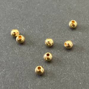 vergoldete 925-Silber Kugeln, Quetschkugeln, Quetschperlen, verschiedene Größe, 1,8mm, 2,0mm, 2,2mm, 2,5mm Bild 1