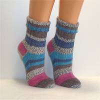 handgestrickte Socken, Strümpfe Gr. 38/39, Damensocken in einem bunten Mix Bild 5