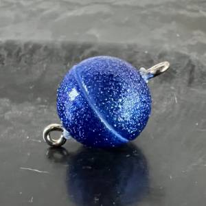Magnet Verschluss, kugelförmig, blau Glitzer, verschiedene Größen Bild 2