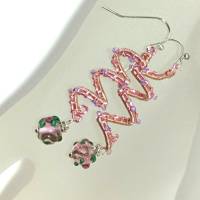 Romantische rosa Ohrringe mit Lampworkperlen an Spiralperle rosegoldfarben Brautschmuck Bild 1