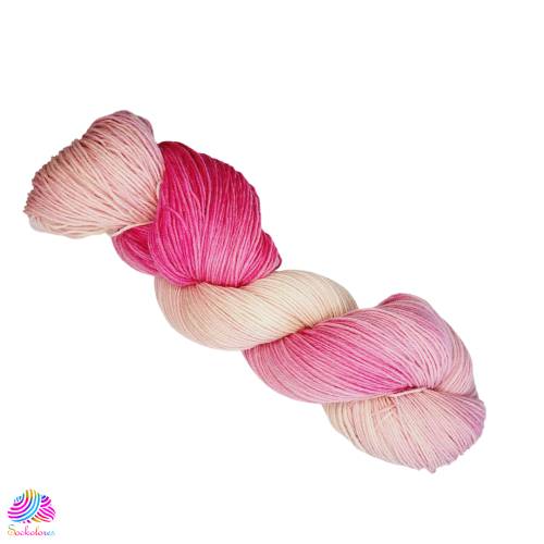 Handgefärbte Sockenwolle Trekking 4fach, Farbe: Rosa Wölkchen