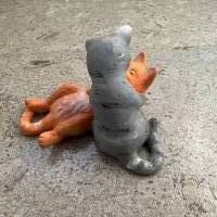 Kusskatzen - Figur aus Keramik Handbemalt Bild 2