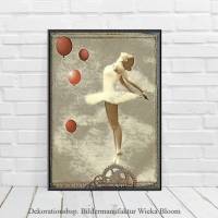 Tänzerin Ballons im VintageStyle DIGITALES BILD ZUM DOWNLOAD & DRUCKEN Wanddeko Poster Karte Geschenkidee günstig kaufen Bild 1